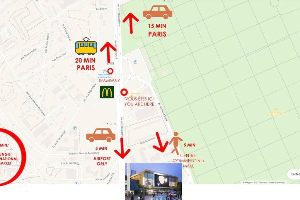 Appartement Paisible Et Bien Situe - Proche Aeroport D'Orly Et Tramway Pour Paris Тие Екстериор снимка